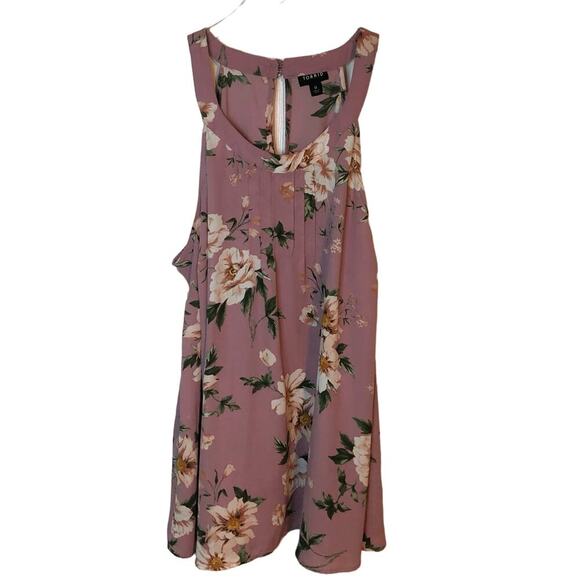 Torrid Size 0 (Large/12) Georgette Pleated Goddess Neck Tank Lavender w/ Florals - Picture 1 of 6